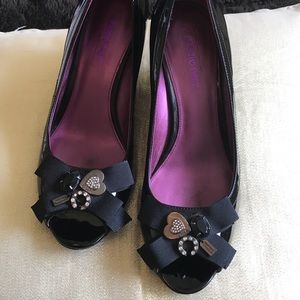 COACH Poppy peeptoe wedges (8 1/2 fit)
